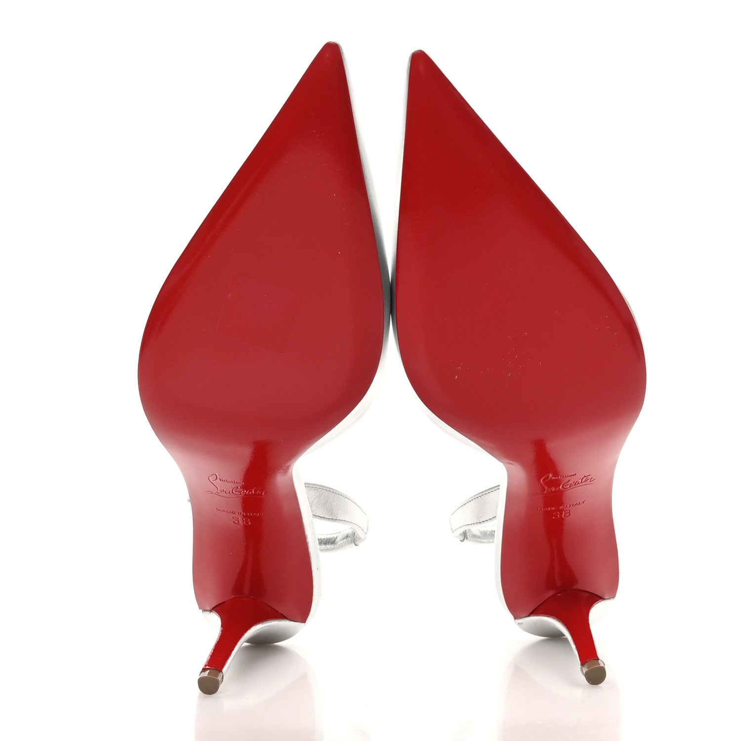 Christian Louboutin Laminated Calfskin Kate Max O Slingback 100 Pumps 38 Silver 6 of 8