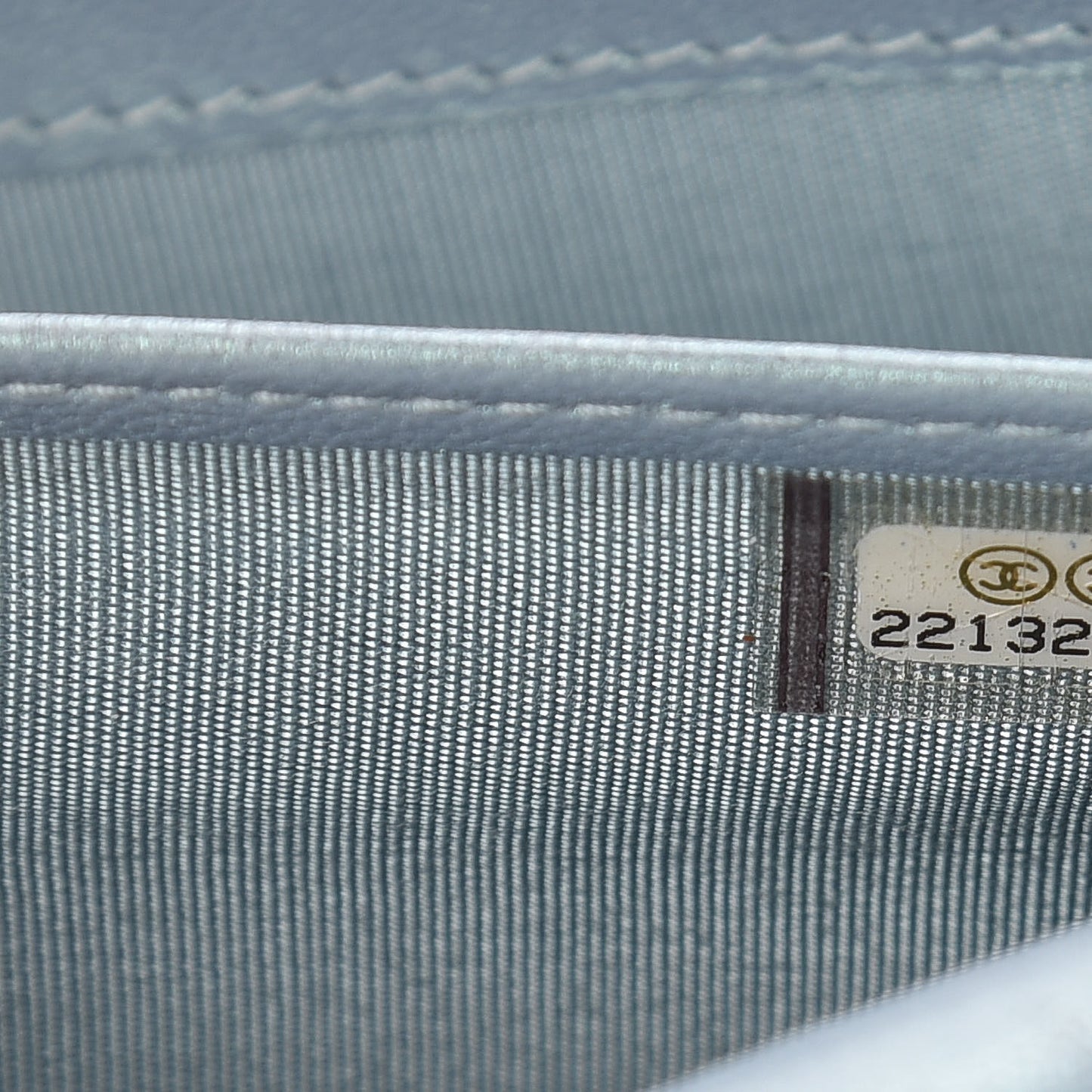 Metallic Patent Calfskin Quilted Boy Large Gusset Flap Wallet Light Blue