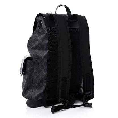 Gucci Soft GG Supreme Monogram Appia Calfskin Web Double Buckle Backpack Black 3 of 10