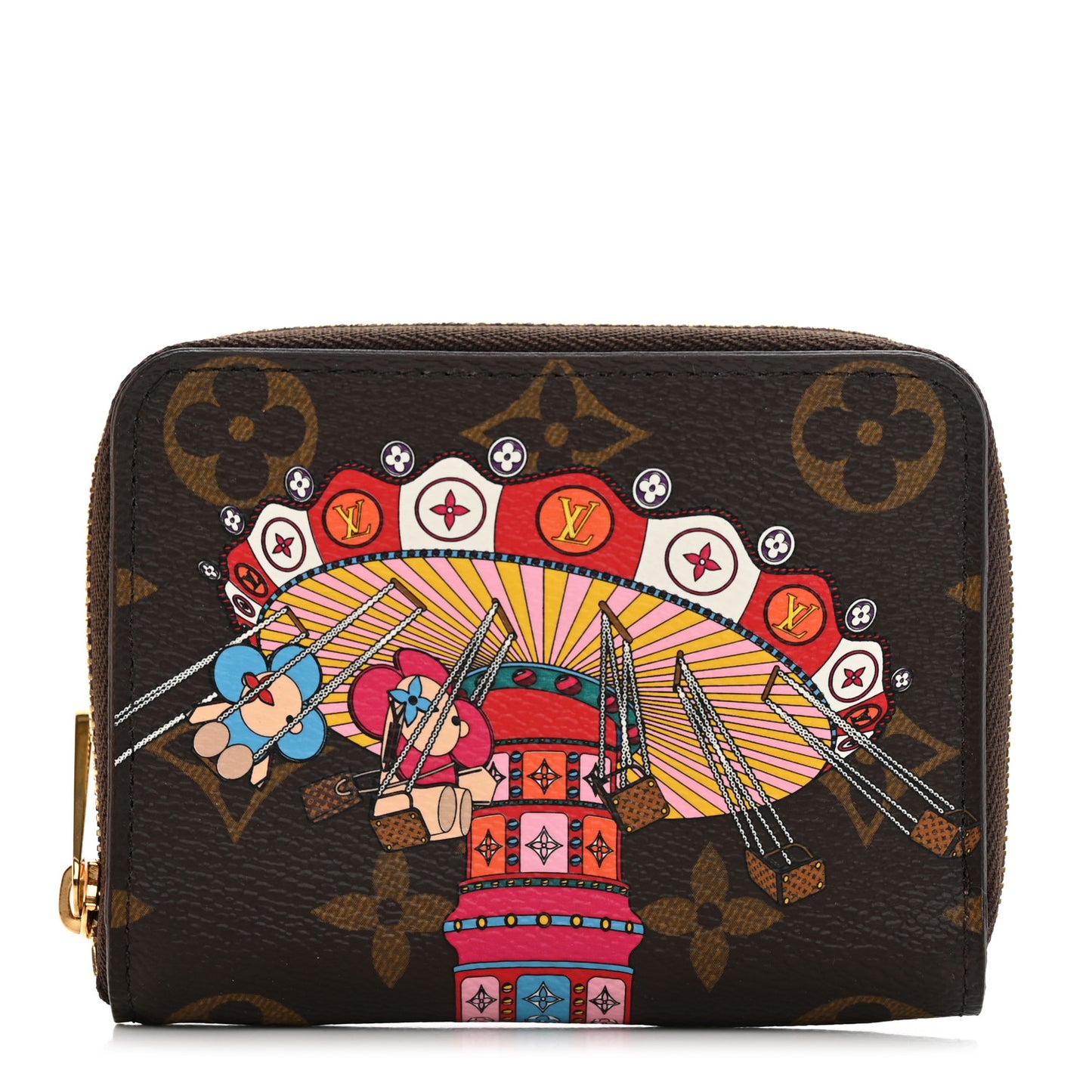 Monogram 2020 Christmas Animation Swing Ride Zippy Coin Purse Pink Poppy