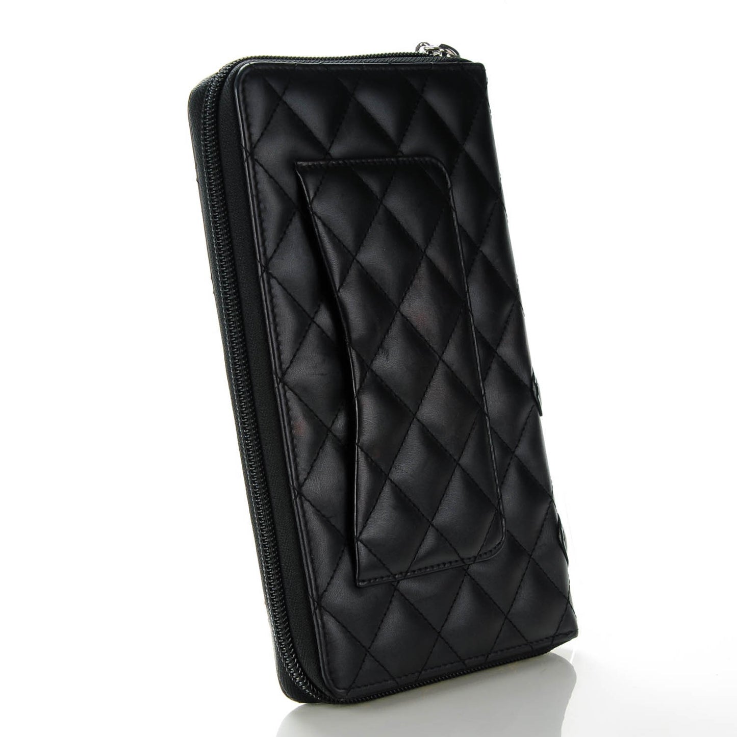 Calfskin Cambon Zip Around Organizer Wallet Black