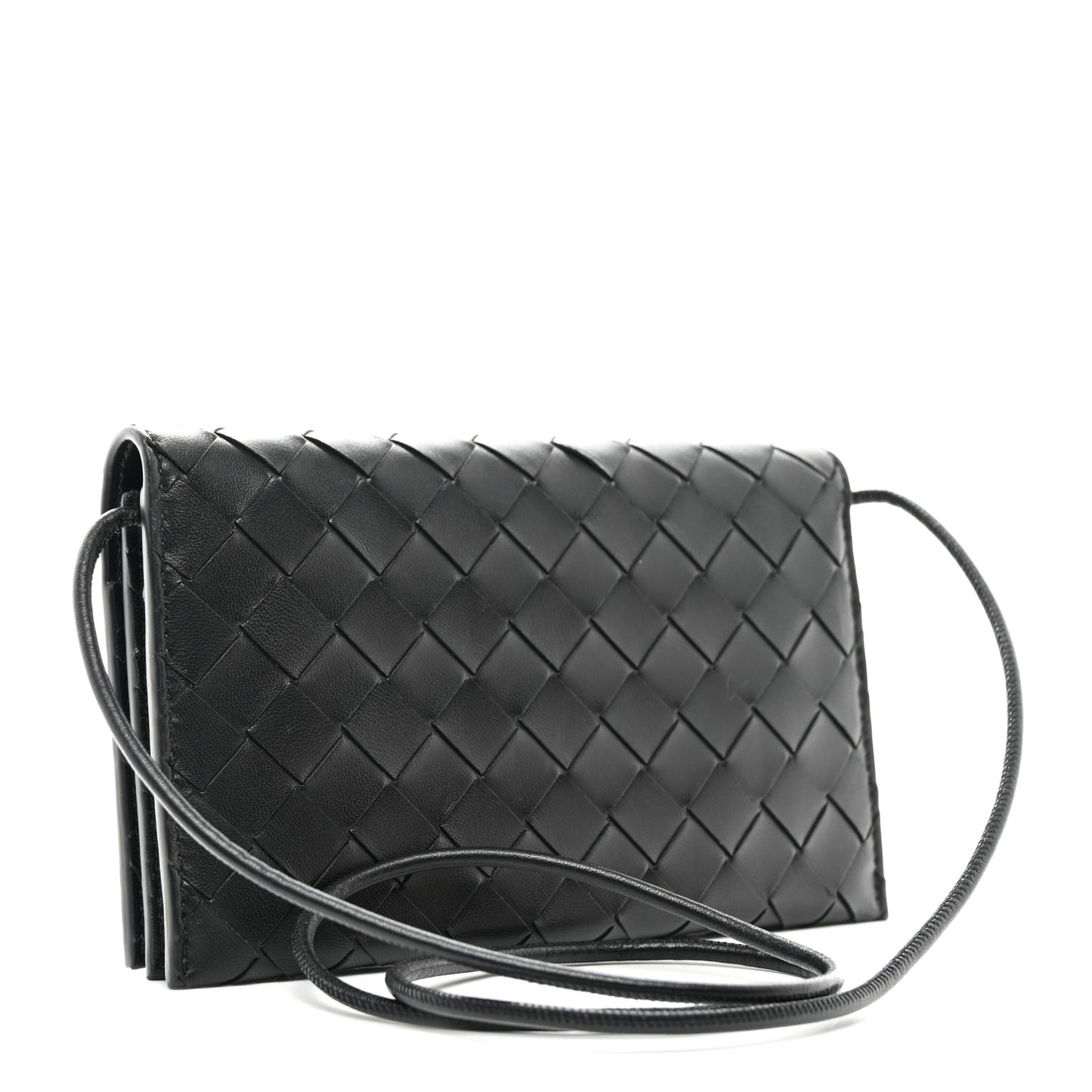 Nappa Intrecciato Wallet On Strap Black