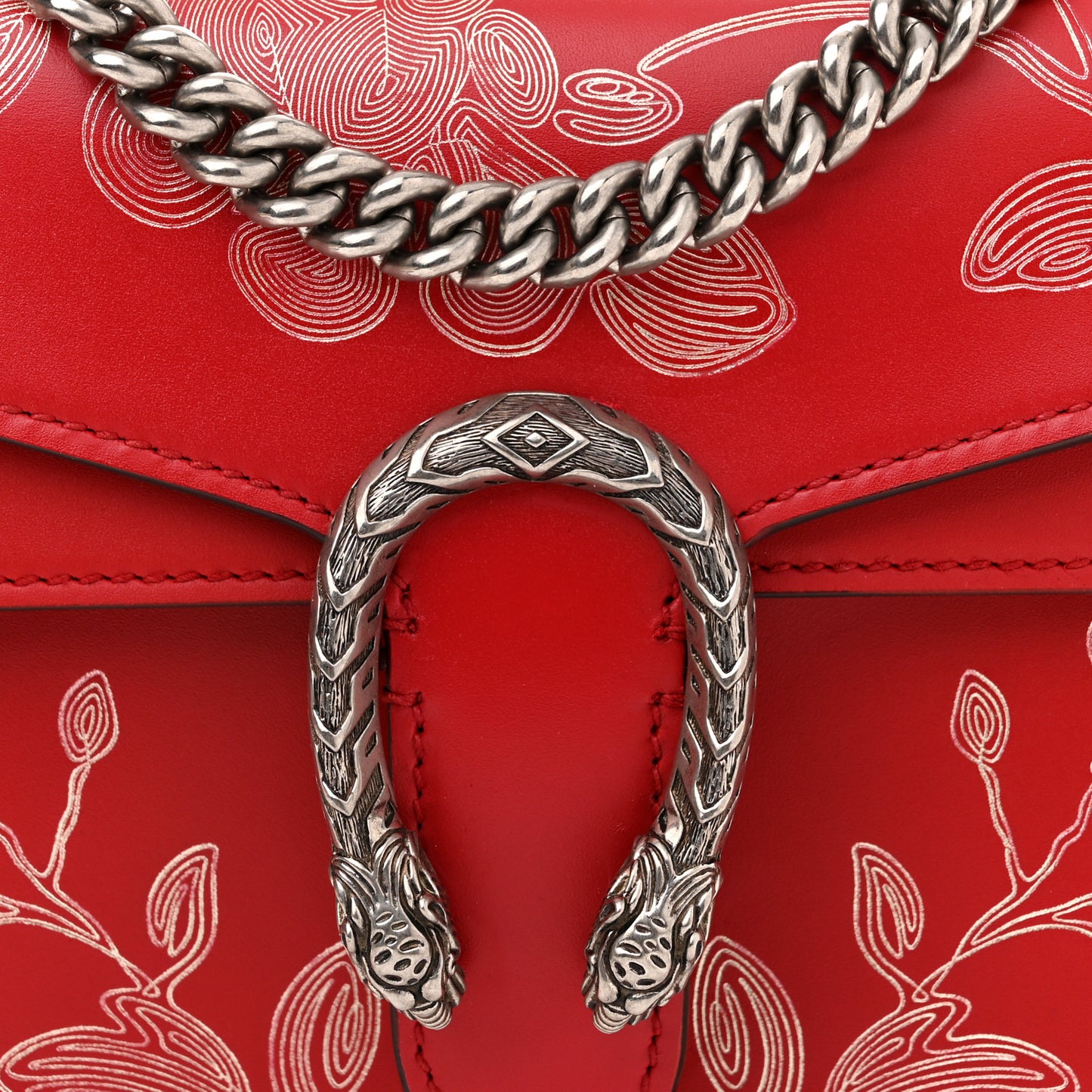 Calfskin Chinese New Year Mini Dionysus Shoulder Bag Hibiscus Red