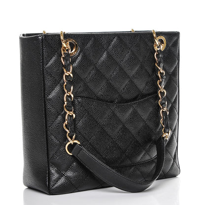 Chanel Caviar Quilted Petit Shopping Tote PST Black 3 of 7