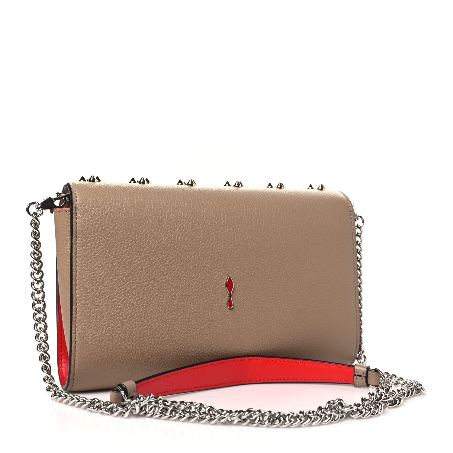 Christian Louboutin Calfskin Spikes Loubinthesky Paloma Clutch Roca 3 of 10