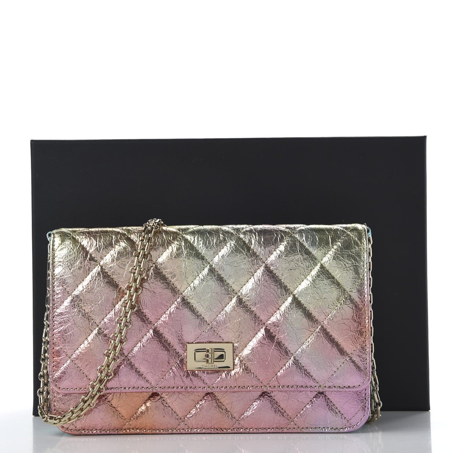 Chanel Metallic Goatskin Quilted 2.55 Reissue Wallet on Chain WOC Multicolor 11 of 11