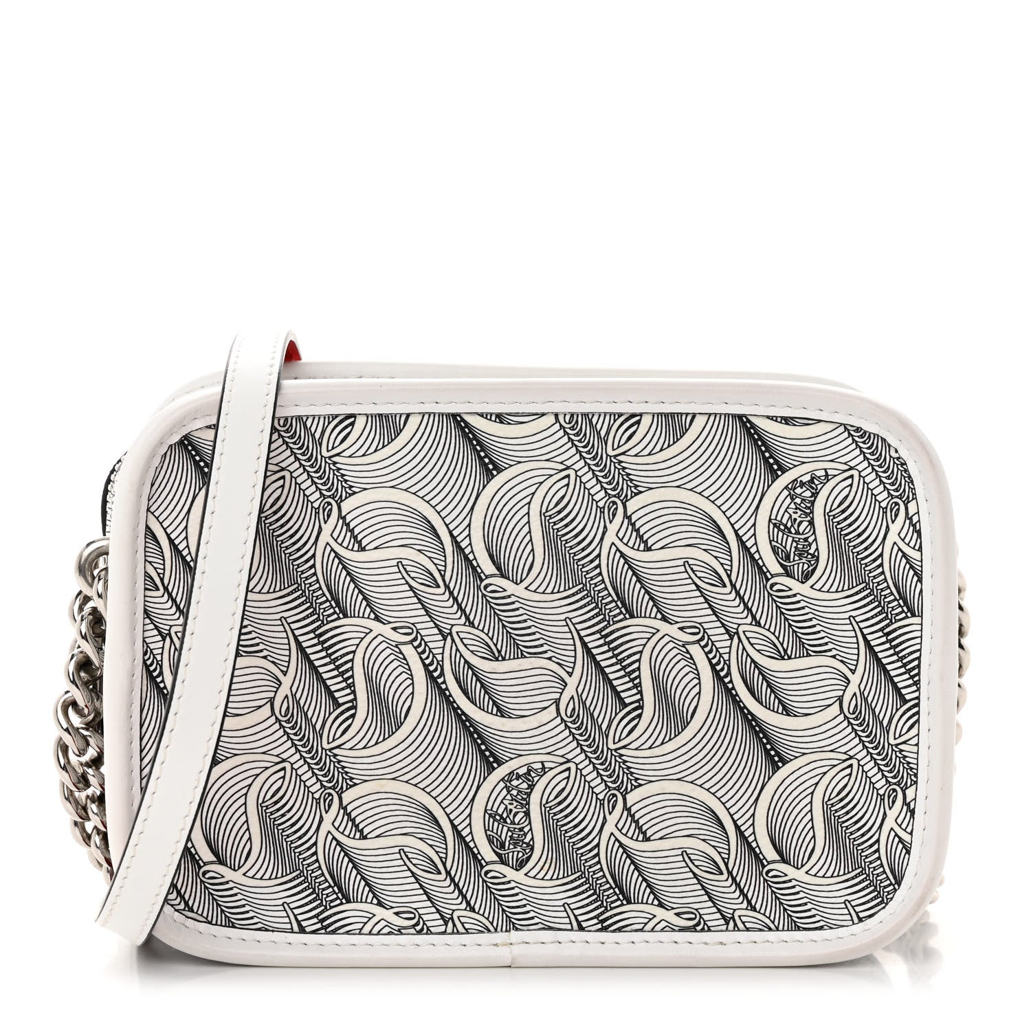 Christian Louboutin Calfskin Small Loubinth Radioloubi White Black 1 of 12