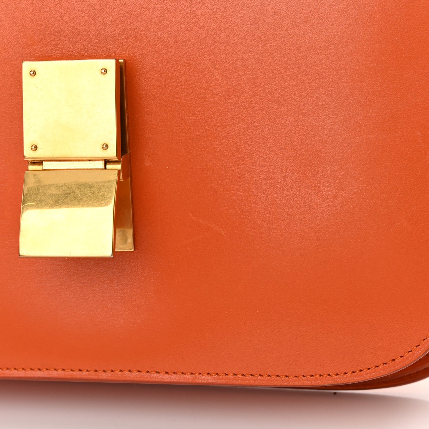 Box Calfskin Medium Classic Box Flap Bag Orange