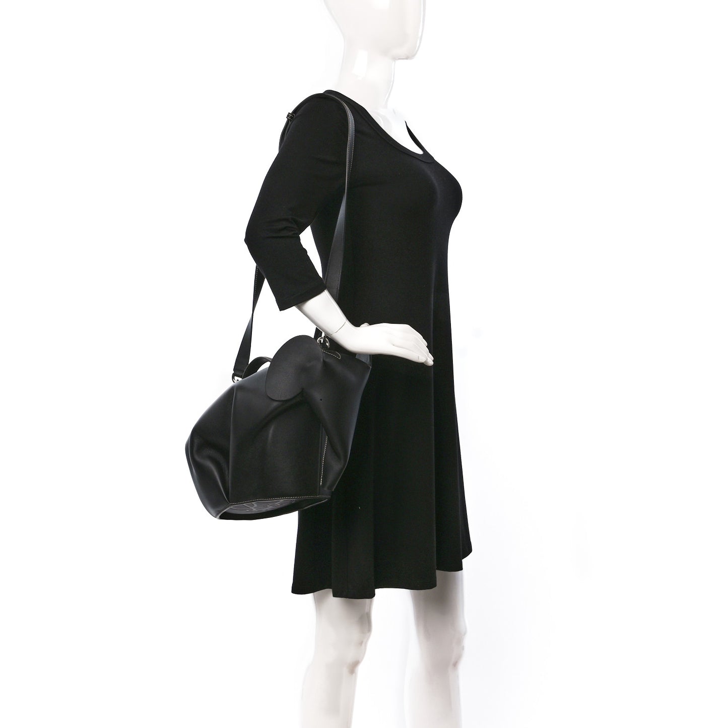 Calfskin Large Elephant Crossbody Bag Black