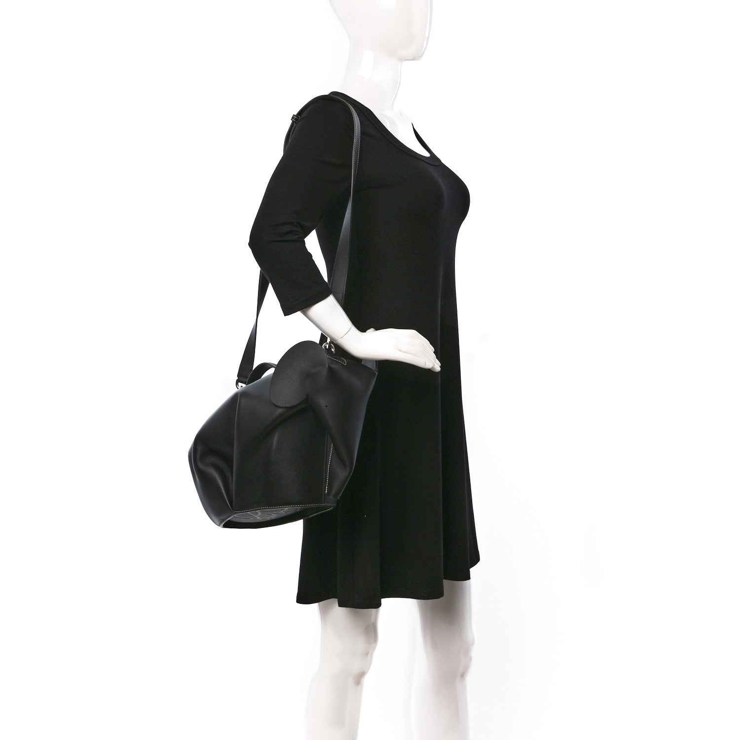 Loewe Calfskin Large Elephant Crossbody Bag Black 2 of 9