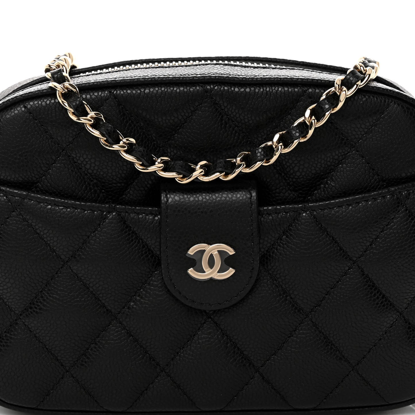 Caviar Quilted Chain Camera Bag Black