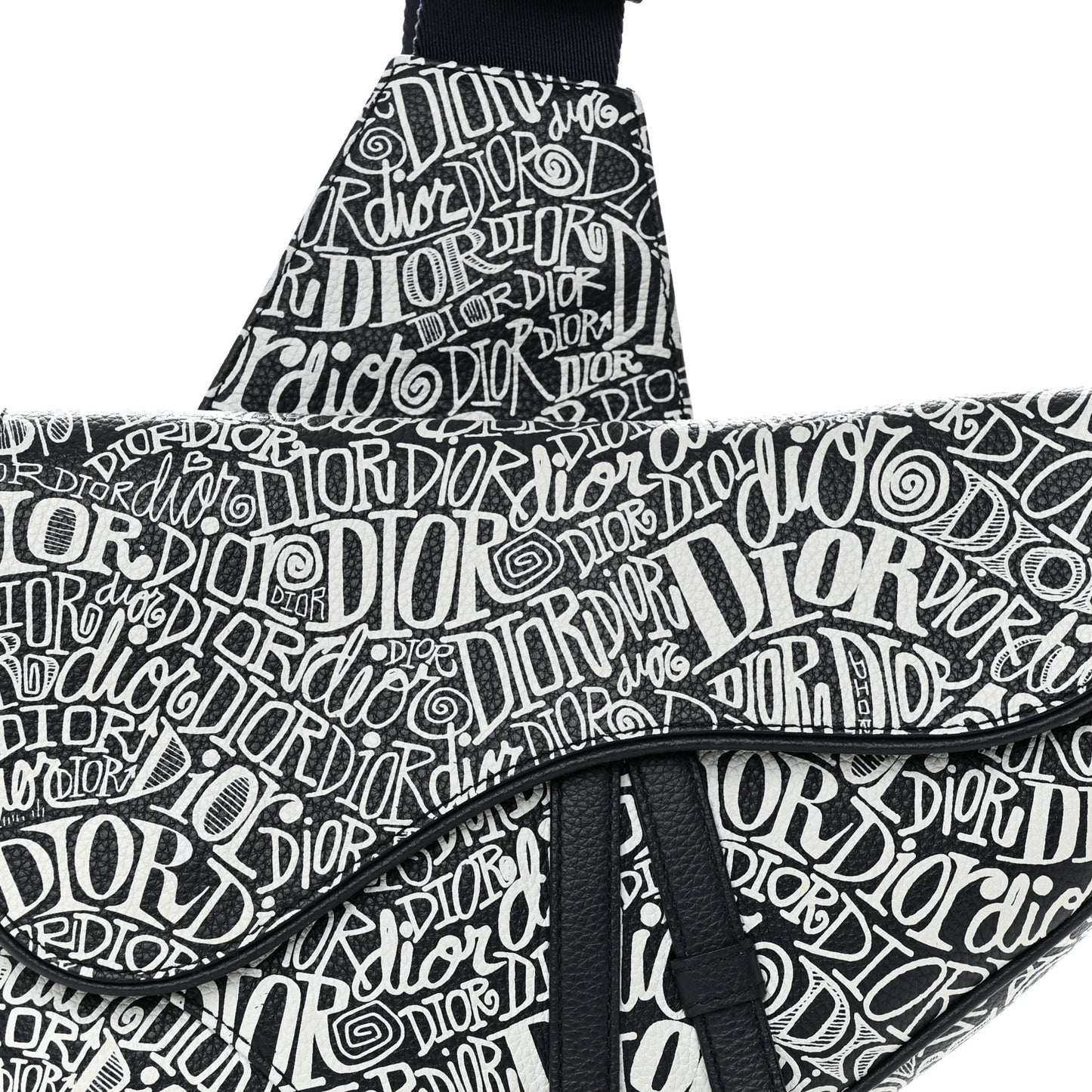 X SHAWN STUSSY Grained Calfskin Printed Mens Saddle Bag Navy Blue