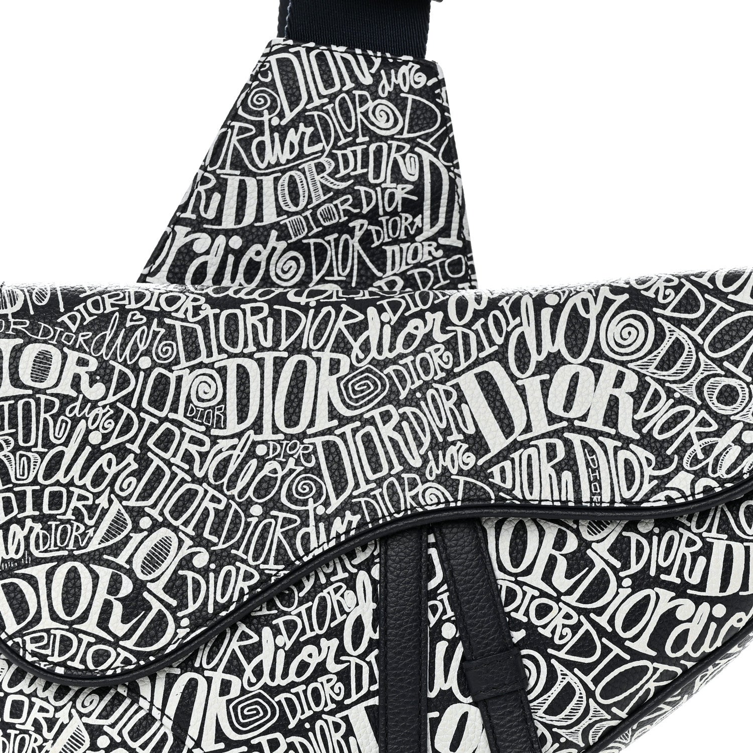 Christian Dior X SHAWN STUSSY Grained Calfskin Printed Mens Saddle Bag Navy Blue 8 of 18