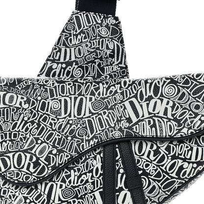 Christian Dior X SHAWN STUSSY Grained Calfskin Printed Mens Saddle Bag Navy Blue 8 of 18