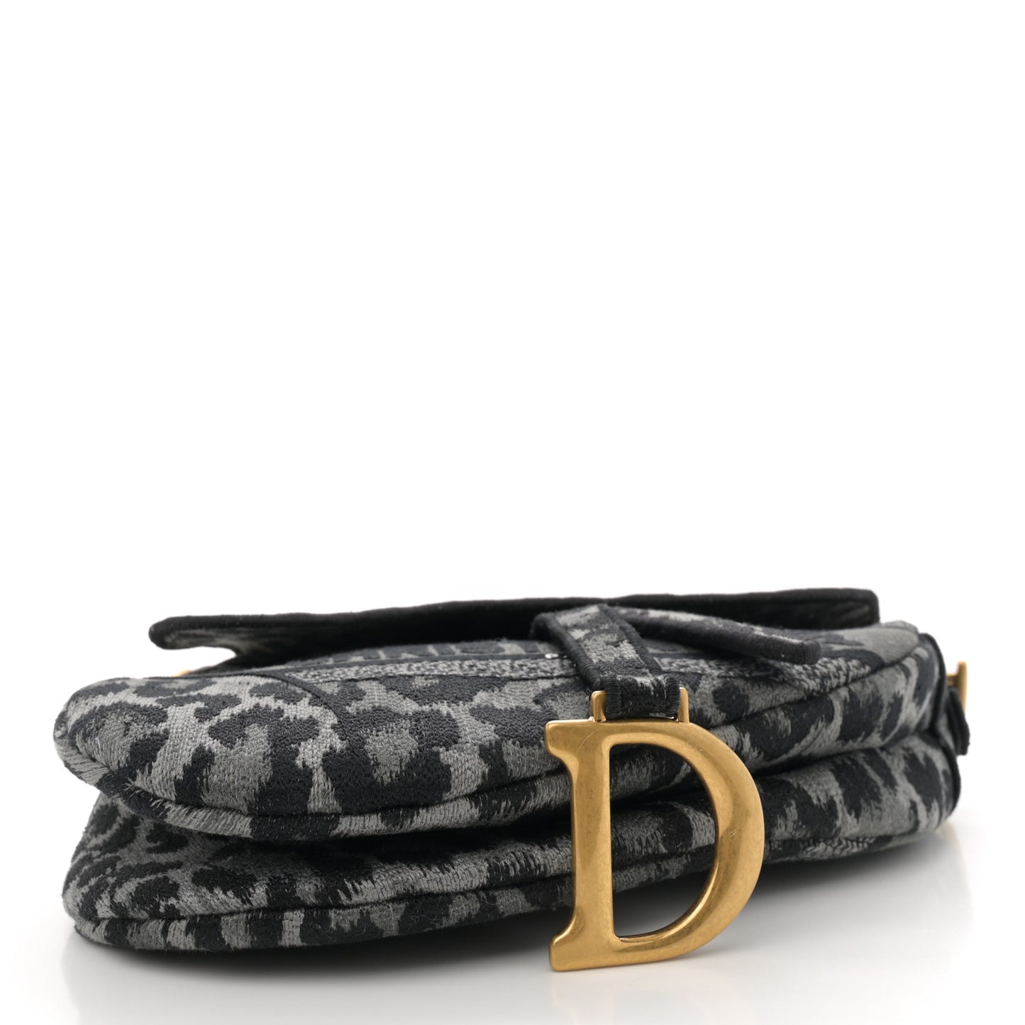 Canvas Mizza Embroidered Saddle Bag Gray