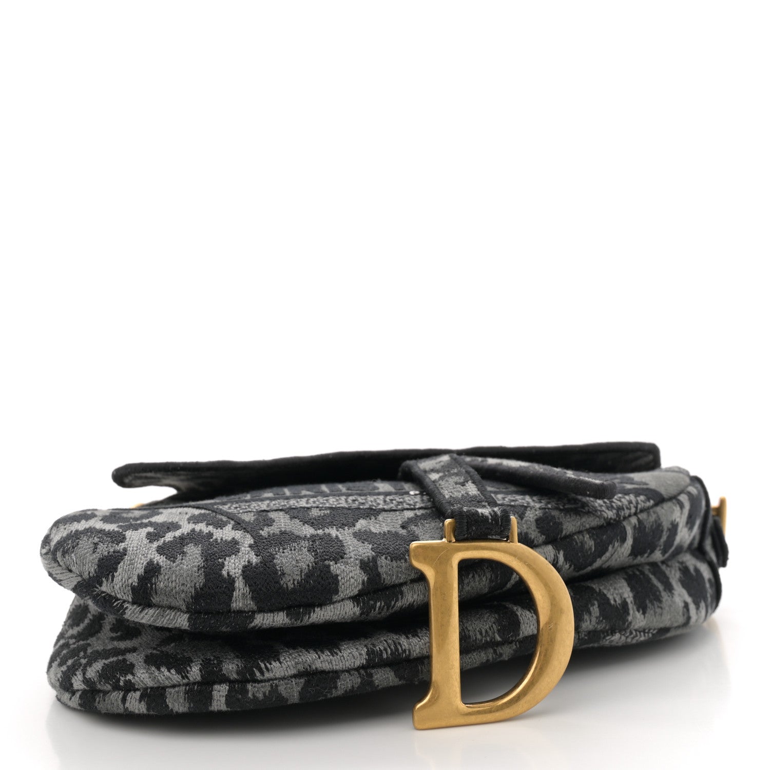 Christian Dior Canvas Mizza Embroidered Saddle Bag Gray 4 of 11