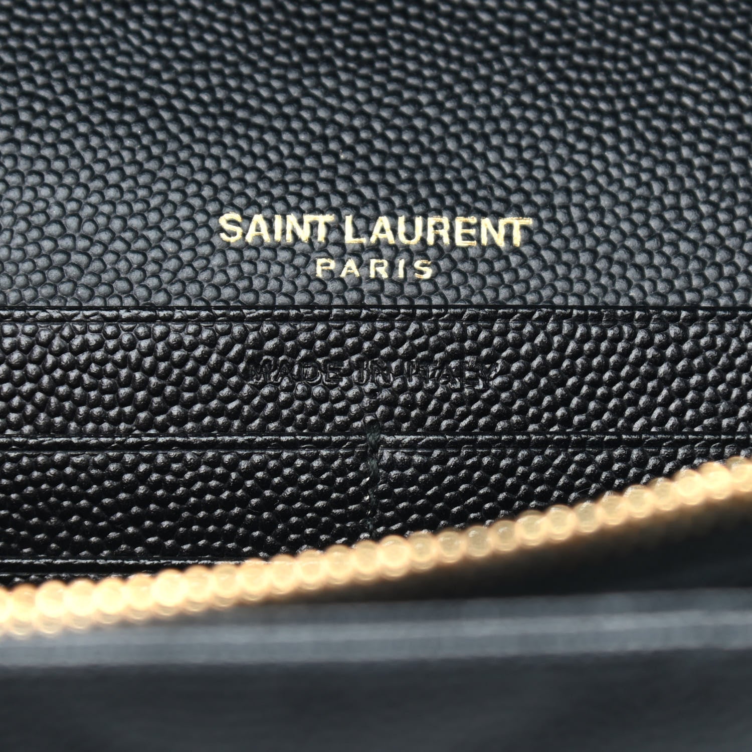 Saint Laurent Grain De Poudre Matelasse Chevron Monogram Chain Wallet Black 6 of 8