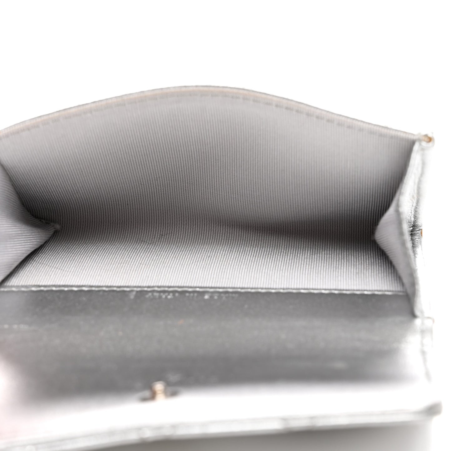 Metallic Lambskin Quilted Flap Card Holder Gold
