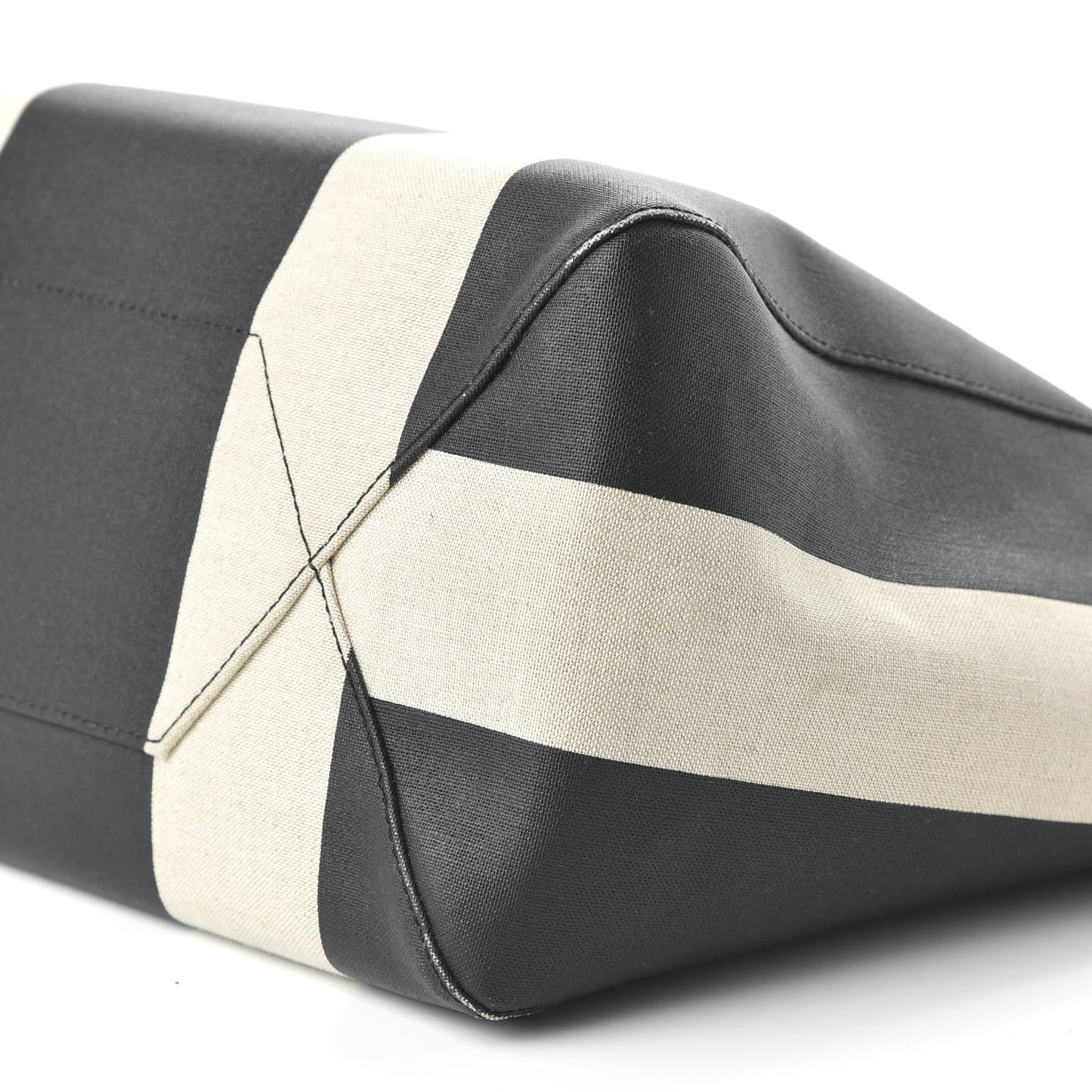 Canvas Stripe Ilse East West Shopper Tote Black White