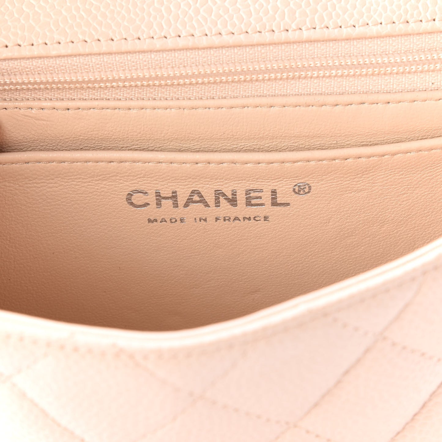 Caviar Quilted Mini Square Flap Light Beige