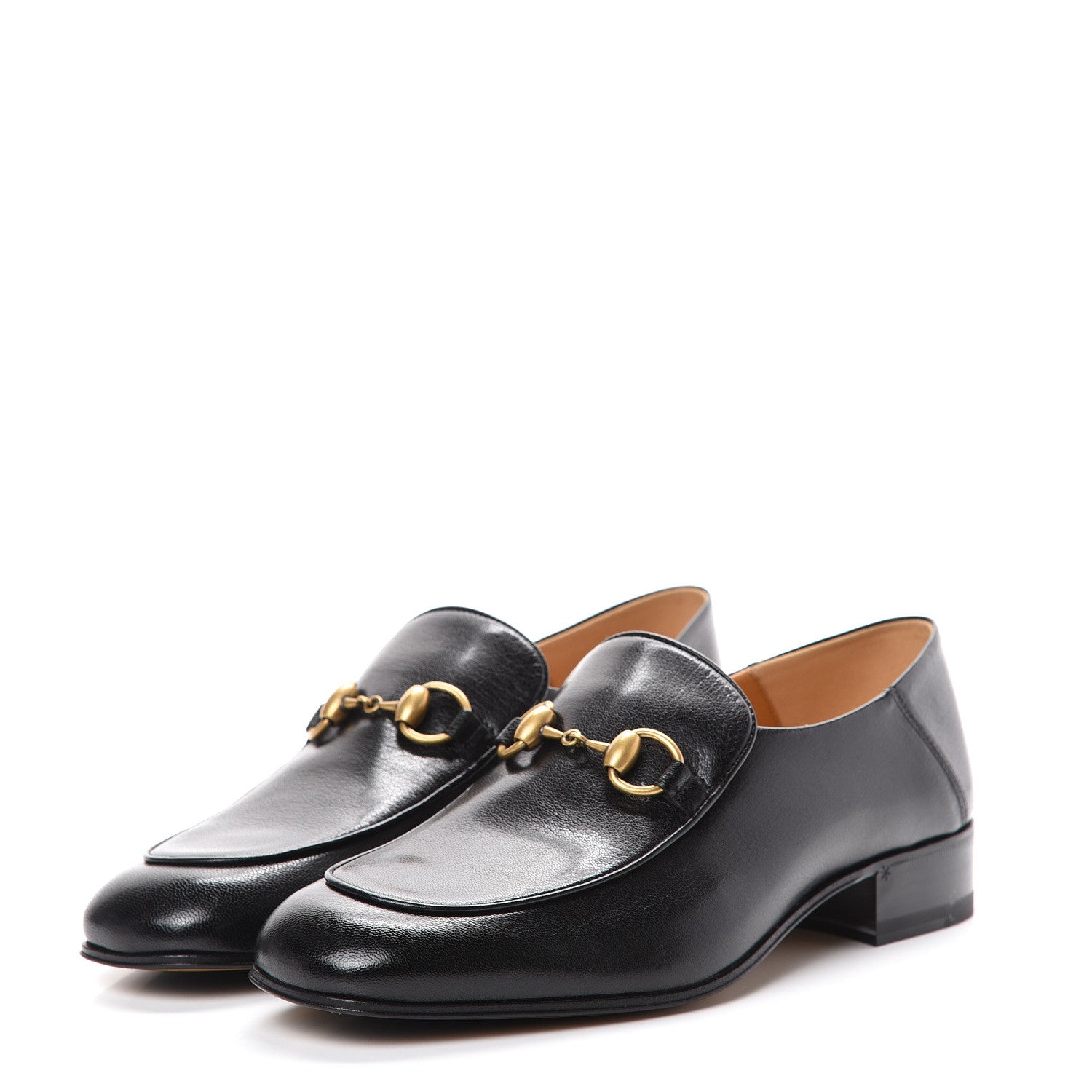 Gucci Goatskin Womens Horsebit Mid-Heel Loafers 39 Black 3 of 7