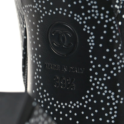 Chanel Calfskin Camellia Printed Ankle Boots 39.5 Black White 7 of 8