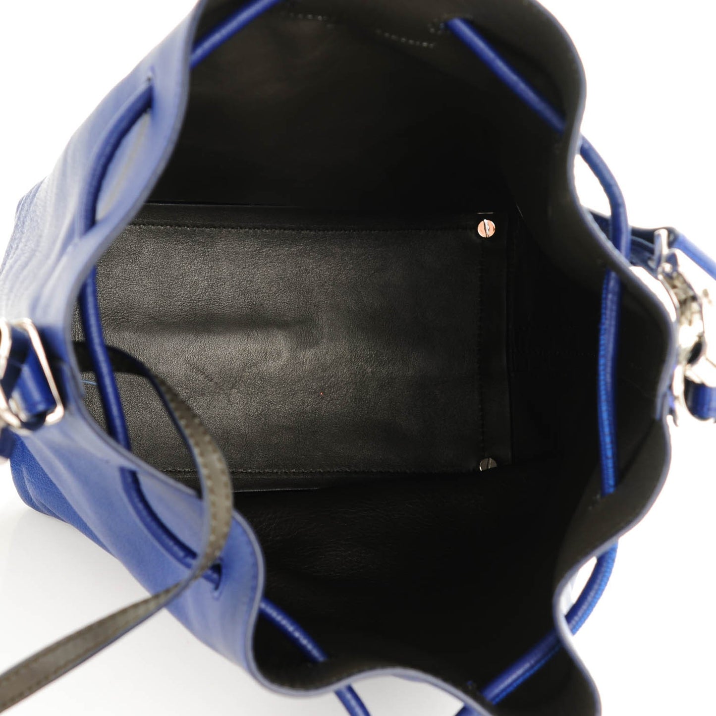 Calfskin Buffalo Medium Bucket Bag Blue