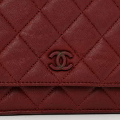 Chanel Aged Calfskin Quilted Wallet On Chain WOC Burgundy 14 of 15
