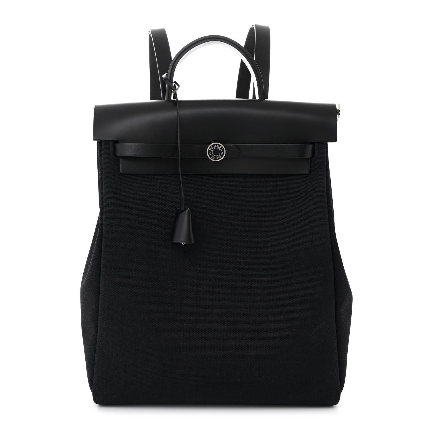 Hermes Military Toile Vache Hunter Herbag a Dos Zip Retourne Backpack Black 1 of 11