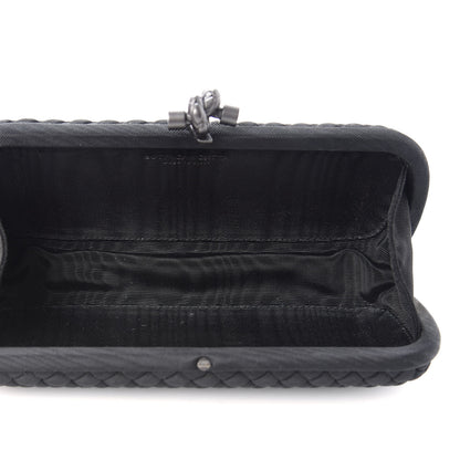 Bottega Veneta Silk Faille Intrecciato Knot Clutch Black 5 of 7