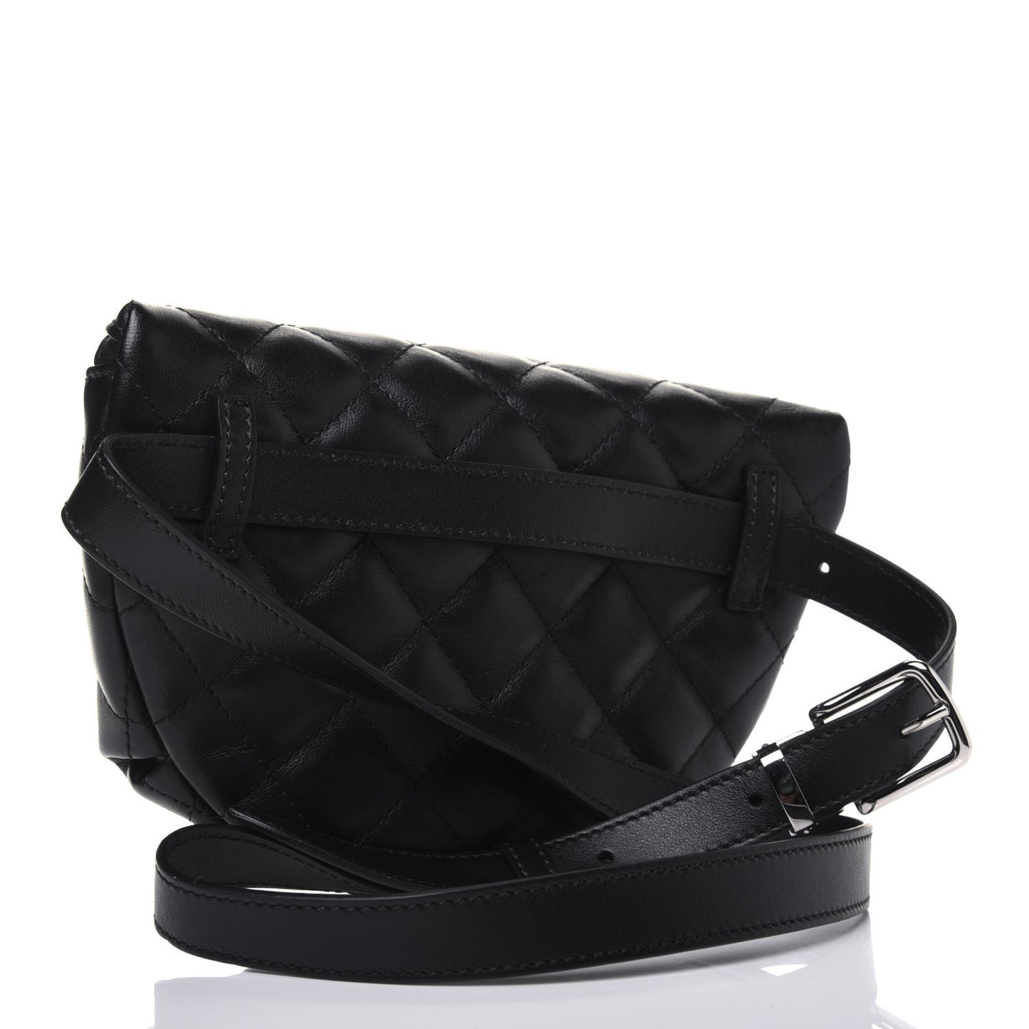Calfskin Quilted Waist Belt Bag Black
