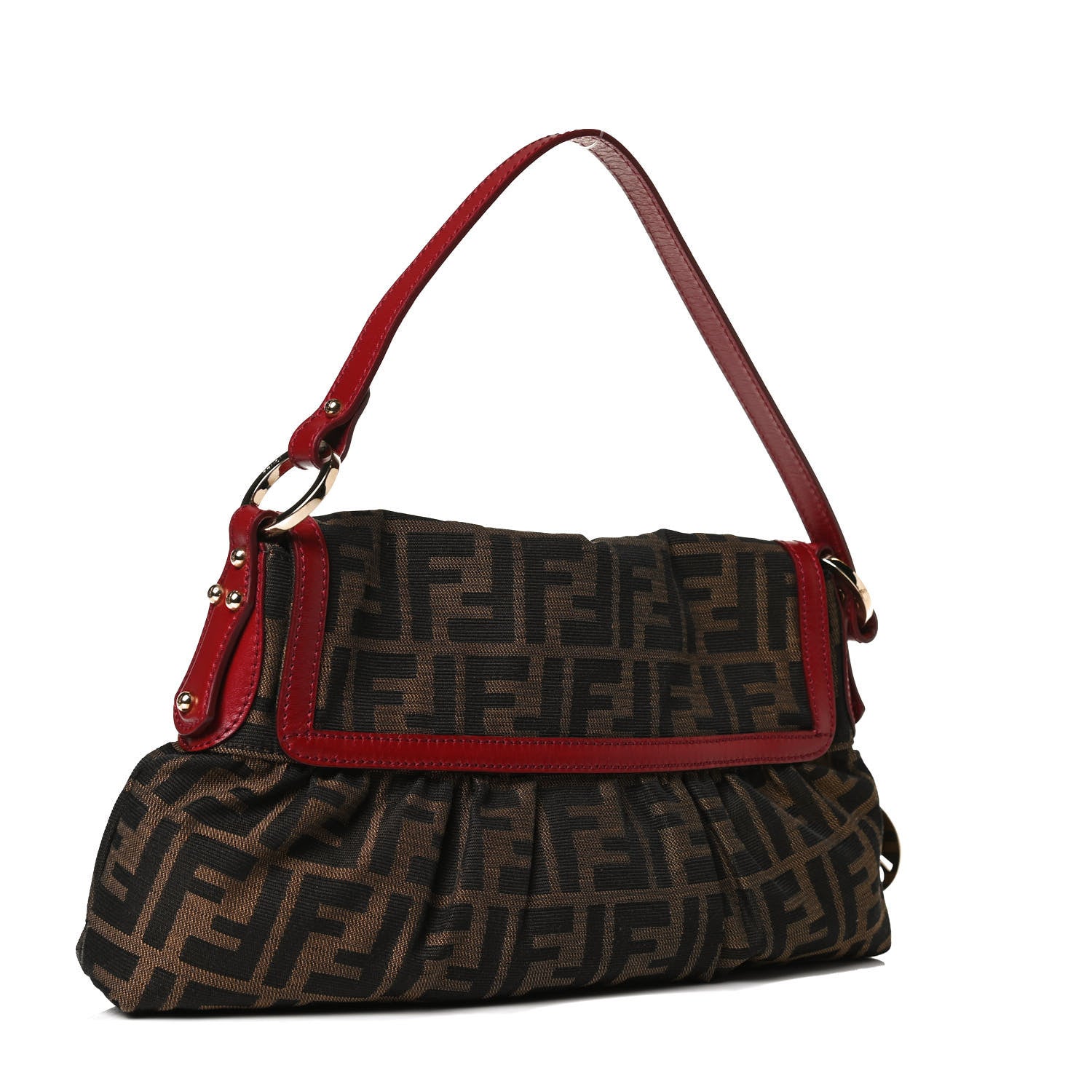 Fendi Zucca Cuoio Lucido Small Chef Shoulder Bag Tobacco Rosso Scuro 2 of 13