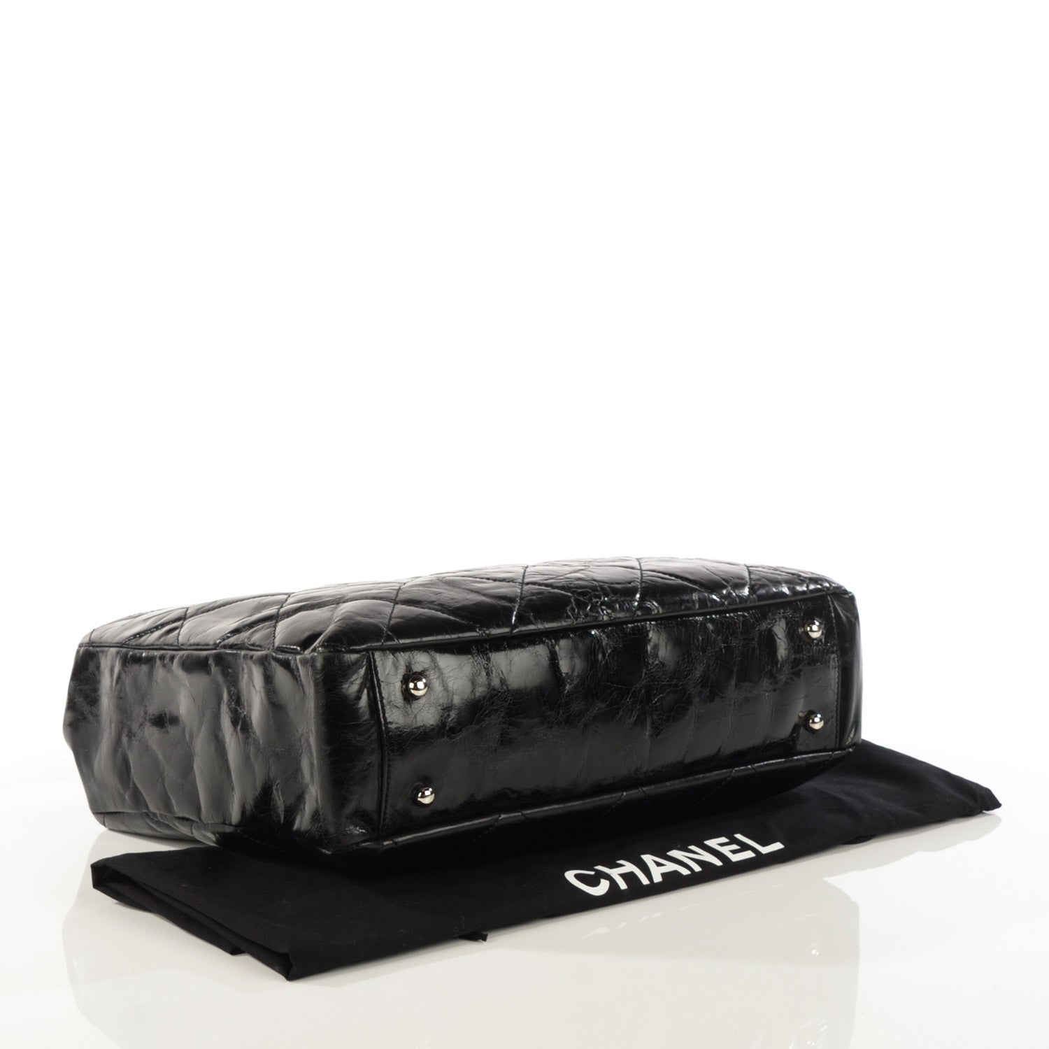 Chanel Glazed Calfskin Quilted Tweed Portobello Tote Black 4 of 8