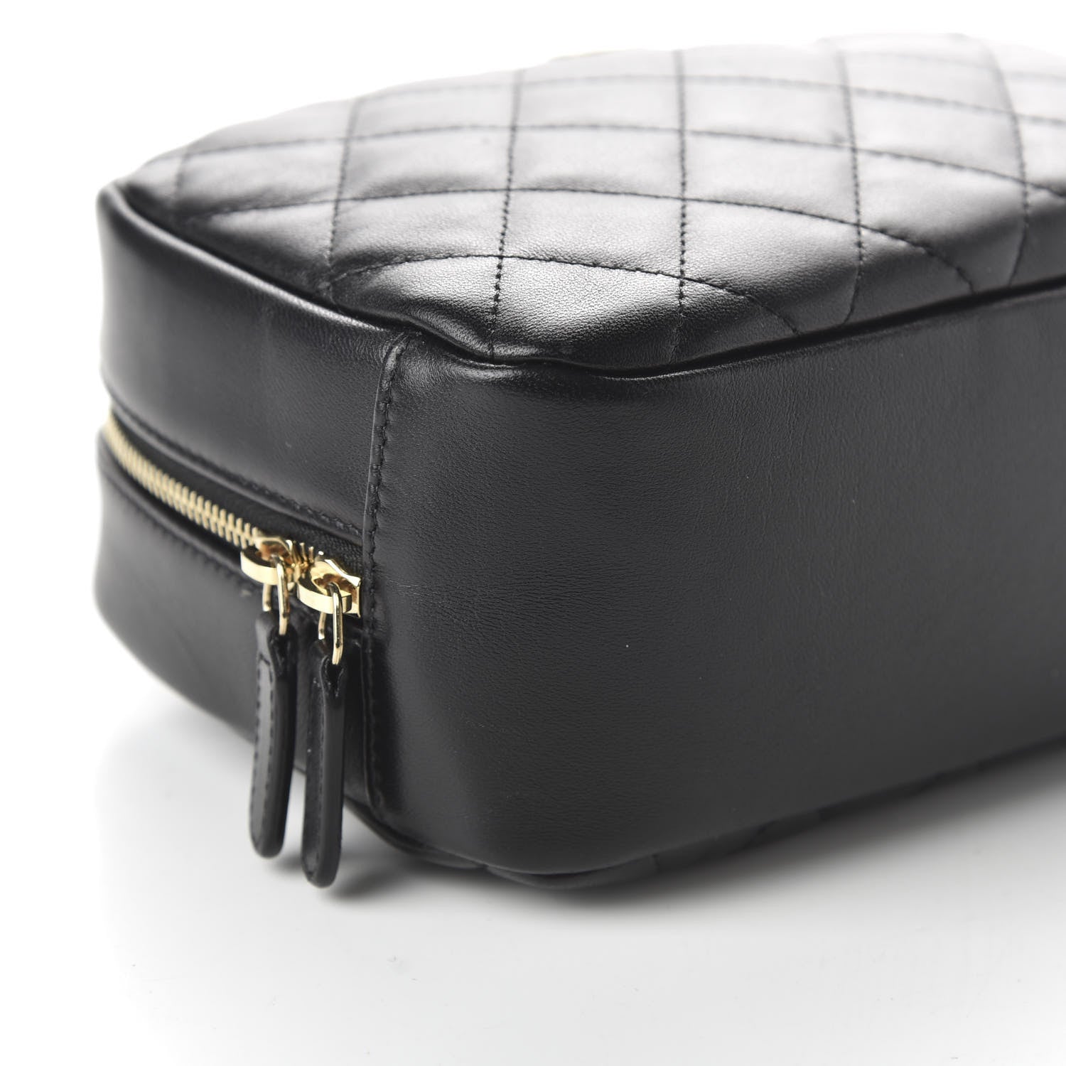 Chanel Lambskin Quilted Medium Curvy Pouch Cosmetic Case Black 6 of 11