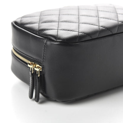 Chanel Lambskin Quilted Medium Curvy Pouch Cosmetic Case Black 6 of 11