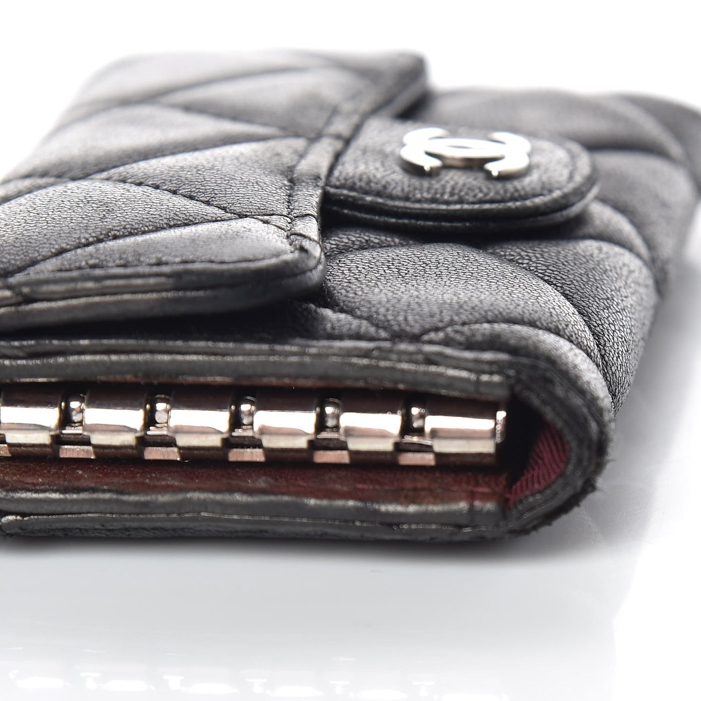 Lambskin Quilted 6 Key Holder Black