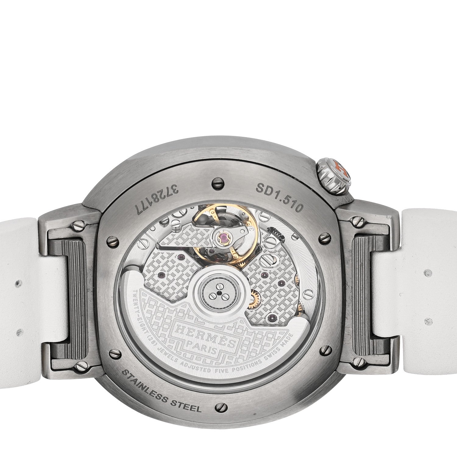Hermes Stainless Steel Rubber 36mm Cut Automatic Watch Blanc 4 of 5