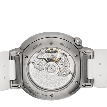 Hermes Stainless Steel Rubber 36mm Cut Automatic Watch Blanc 4 of 5