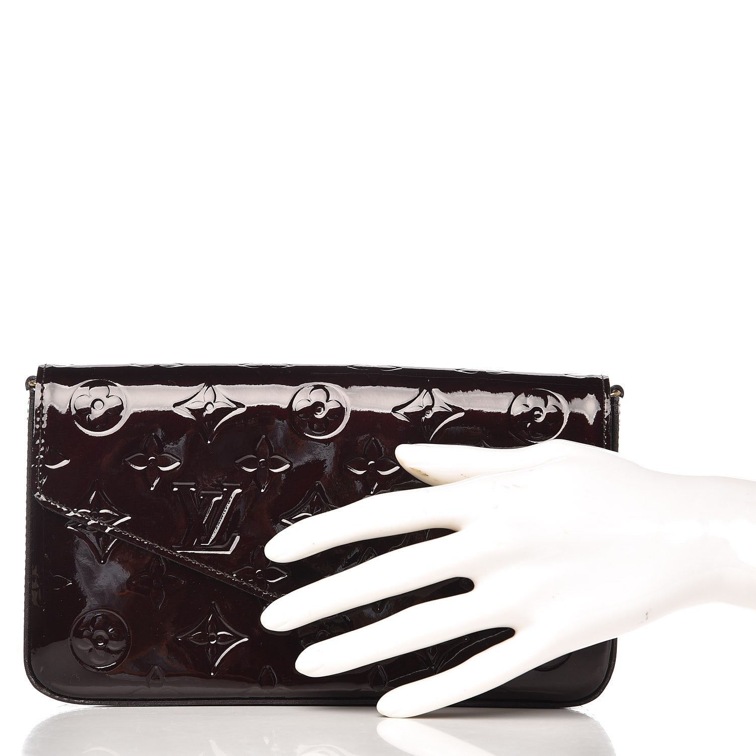 Louis Vuitton Vernis Pochette Felicie Chain Wallet Amarante 2 of 9