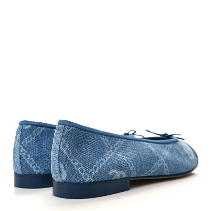 Chanel Denim Printed Cap Toe Ballerina Flats 41 Blue 5 of 9