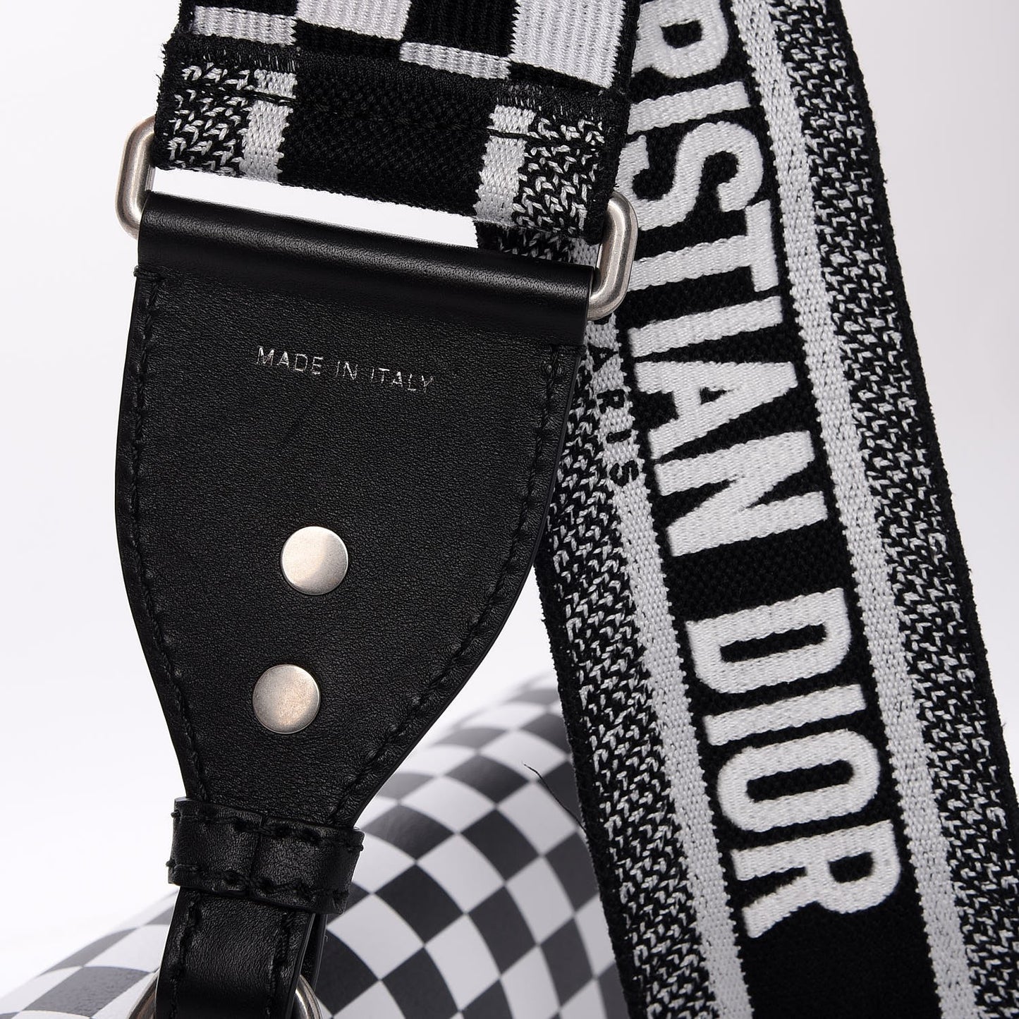 Smooth Calfskin Checkered Dio(r)evolution Flap Bag Black White