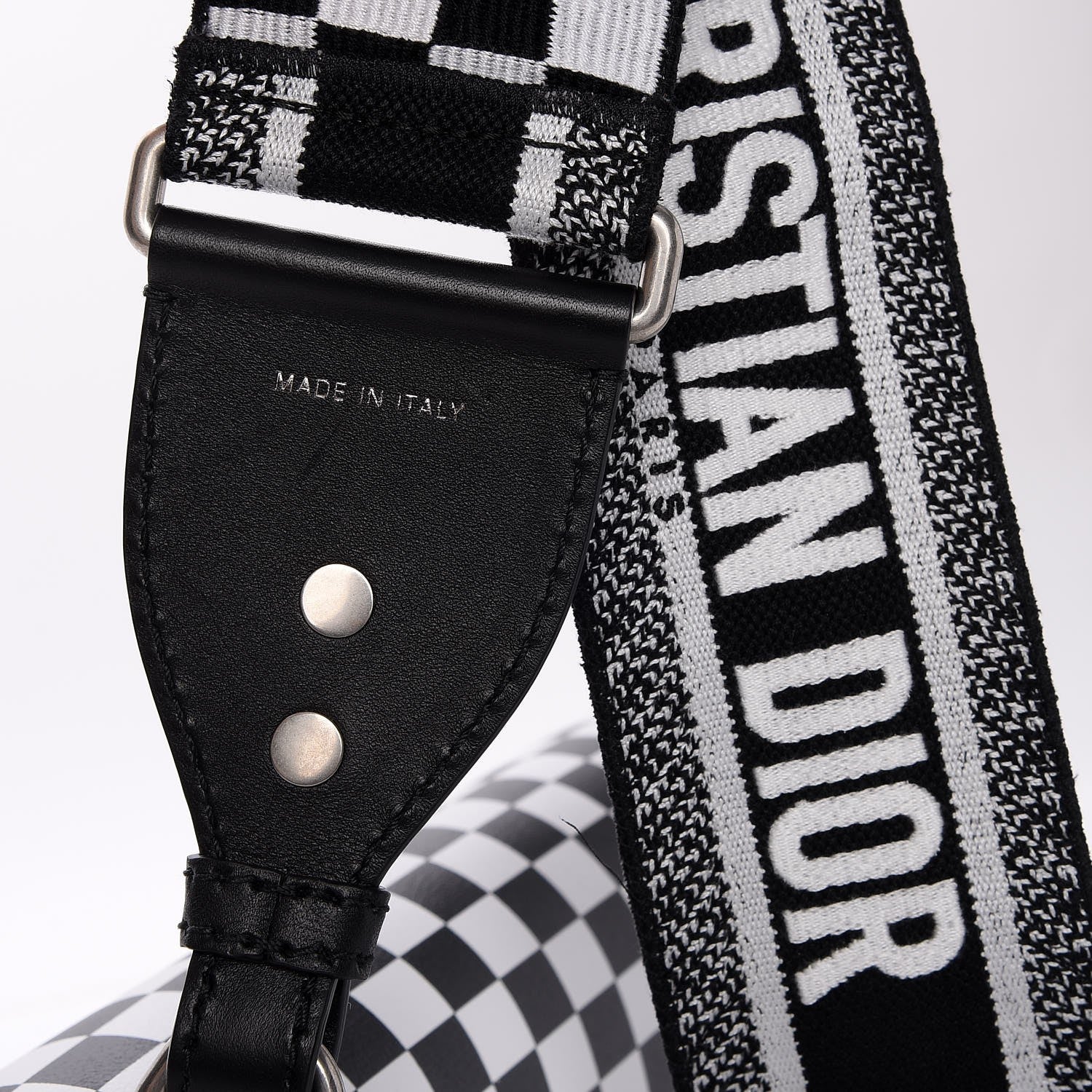 Christian Dior Smooth Calfskin Checkered Dio(r)evolution Flap Bag Black White 10 of 11