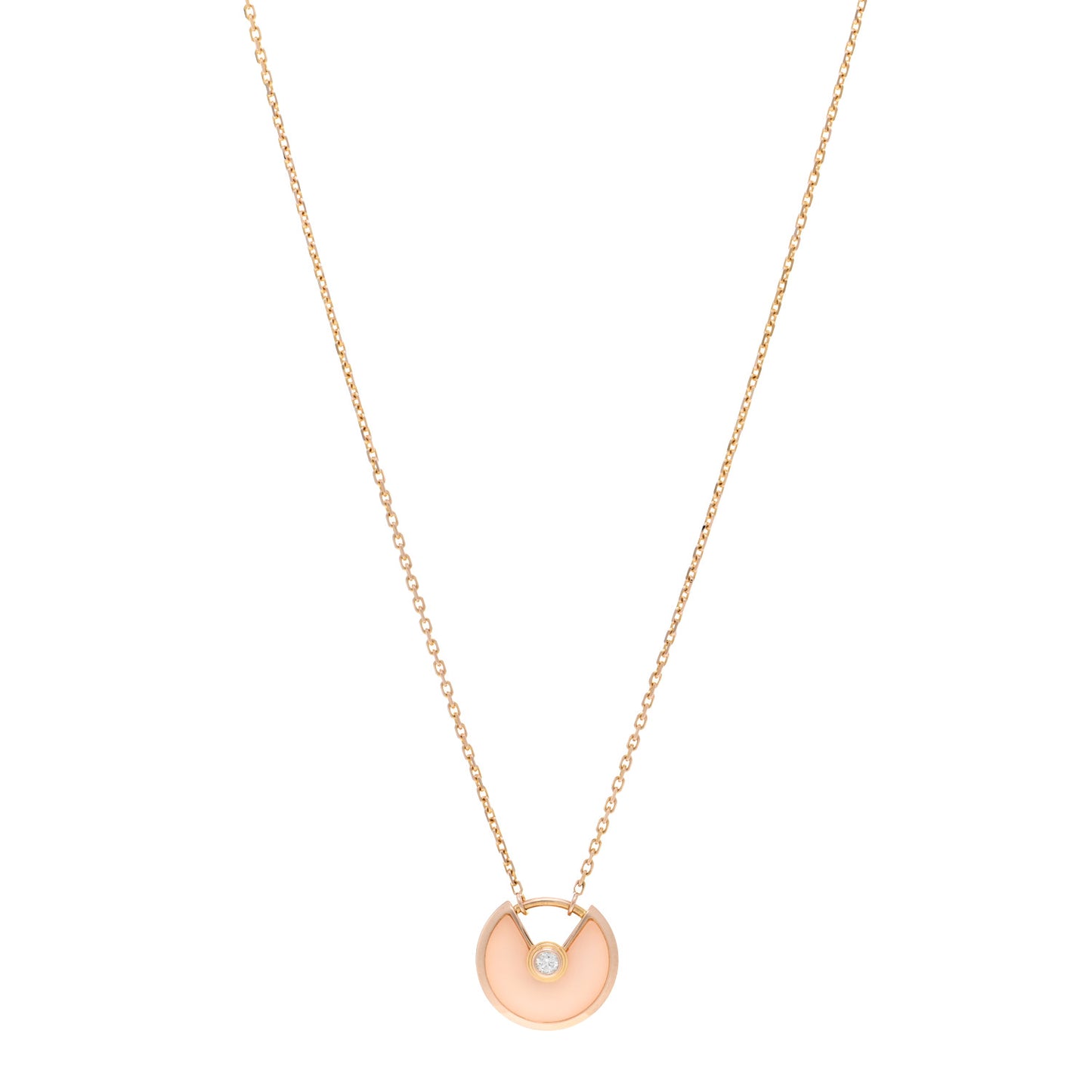 18K Pink Gold Diamond Pink Opal XS Amulette de Cartier Pendant Necklace