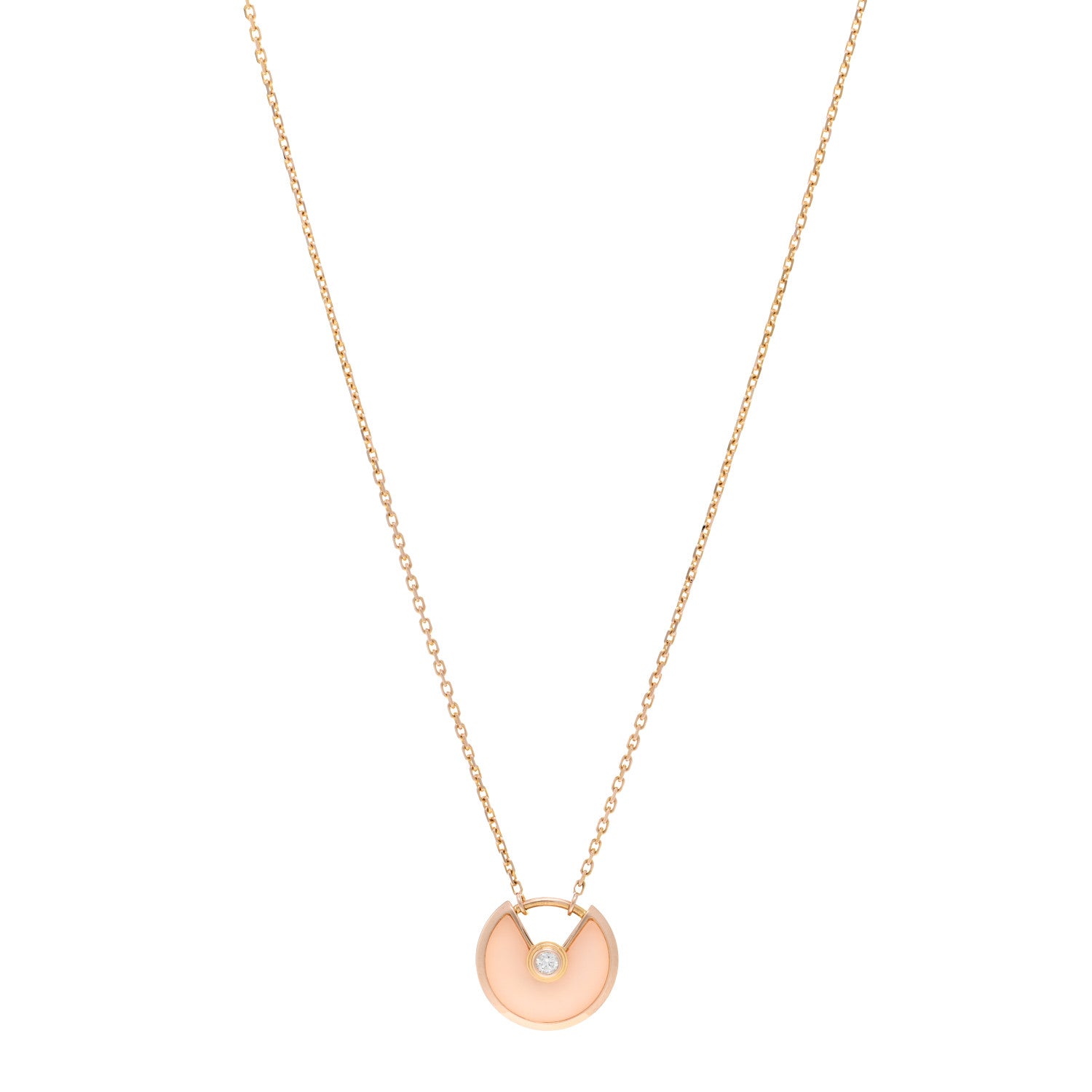 Cartier 18K Pink Gold Diamond Pink Opal XS Amulette de Cartier Pendant Necklace 1 of 4