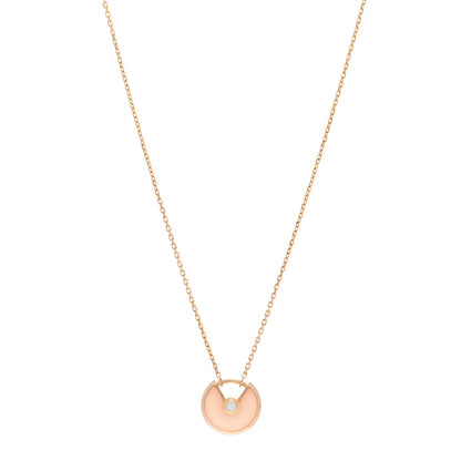 Cartier 18K Pink Gold Diamond Pink Opal XS Amulette de Cartier Pendant Necklace 1 of 4