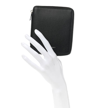 Saint Laurent Grained Calfskin Rive Gauche Compact Zip Around Wallet Black 2 of 7
