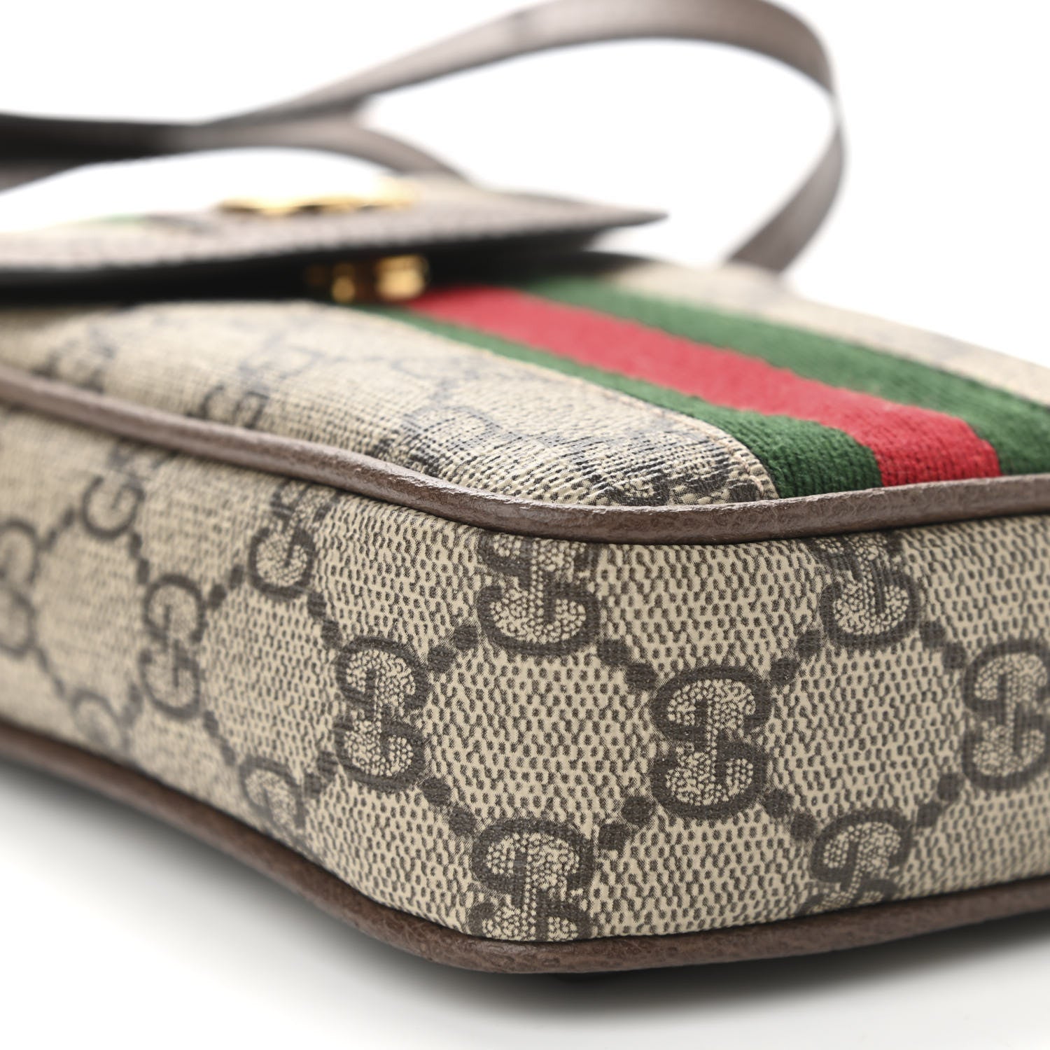 Gucci GG Supreme Monogram Web Ophidia Phone Crossbody Bag Beige New Acero 9 of 11