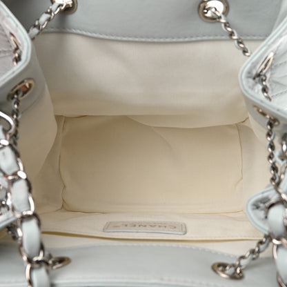 Chanel Aged Calfskin Quilted Small Drawstring Bag Blue 5 of 10