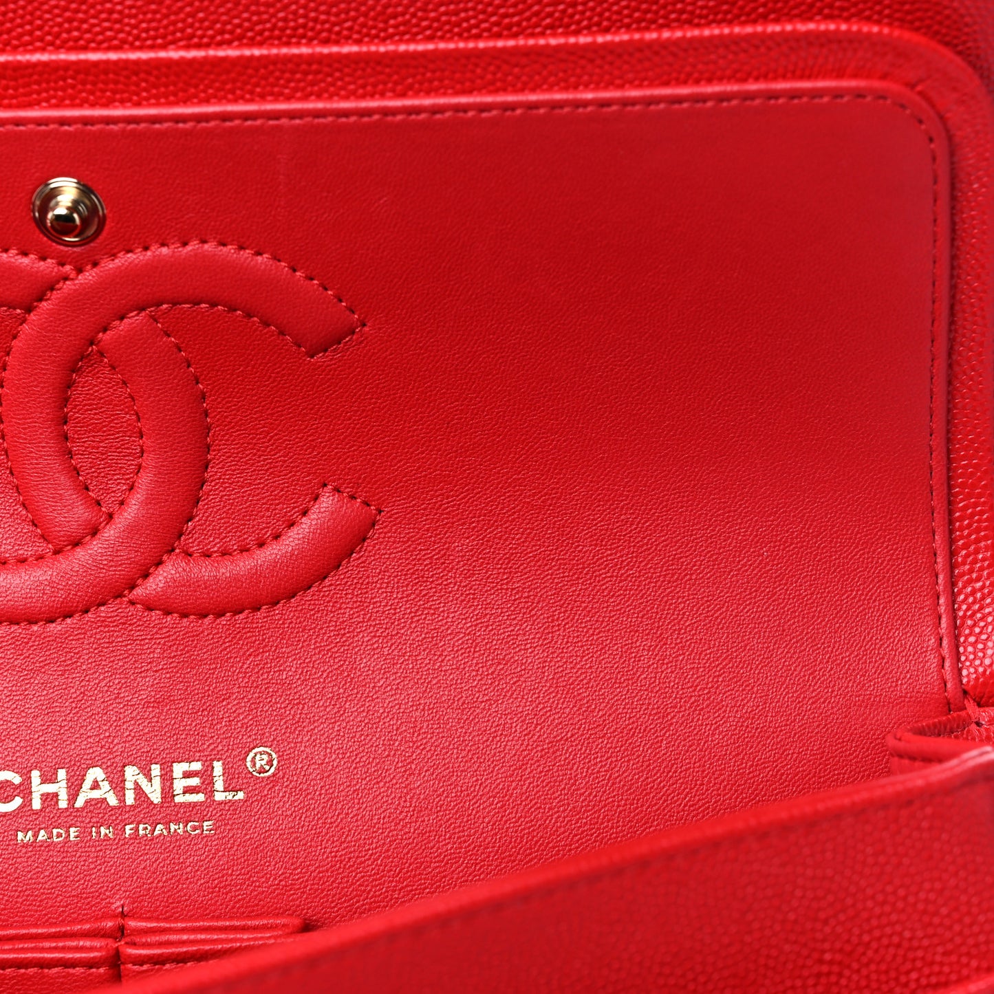 Caviar Quilted Medium Double Flap Red