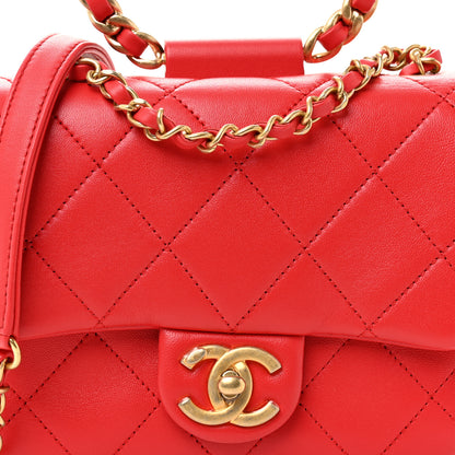 Chanel Lambskin Quilted Small Circular Handle Bag Brilliant Rouge 8 of 10